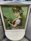 Vintage Wall Picture Art Work Claudine Marcel Dyf Signed Playing Banjo Old Frame