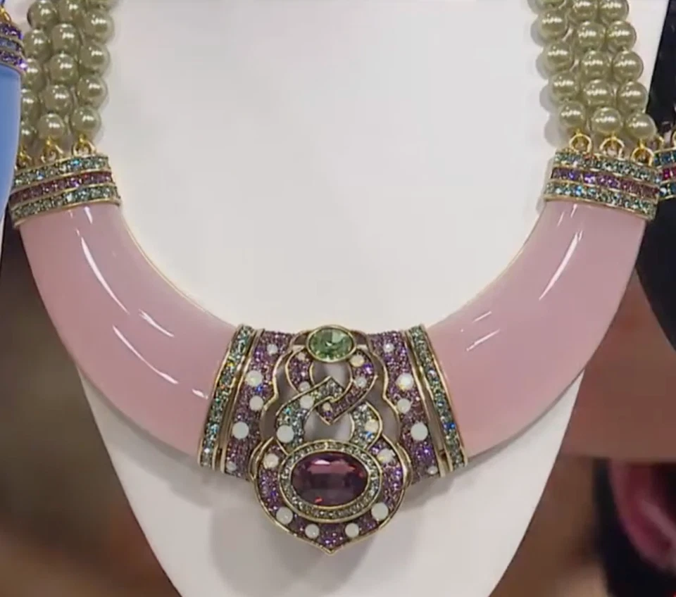 HEIDI DAUS «Фирменный акцент» бисером кристалл и смолы нагрудник ожерелье - розовый - новый в коробке - Изображение 3 из 4