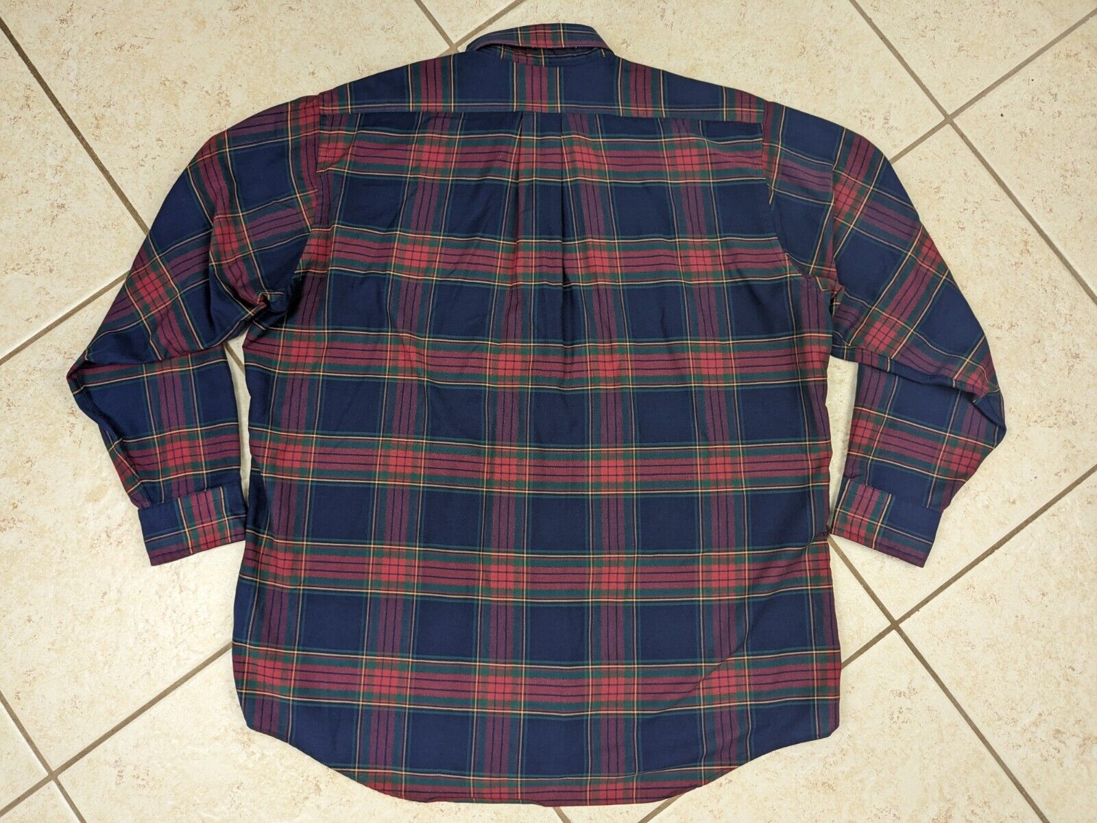 Vtg LL Bean Shirt Men 17.5 Tartan Plaid Button Do… - image 8