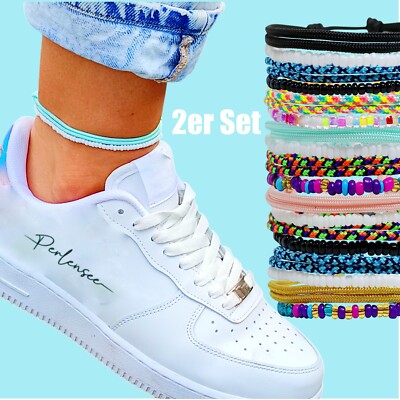 2er-Set Surfer Fußbänder Damen Herren Handmade Paracord Fußkette verstellbar