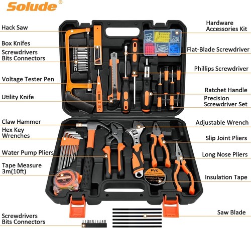 148-Piece Tool Set Chrome Vanadium Steel Essential Home Repair DIY Kit - Picture 4 of 10