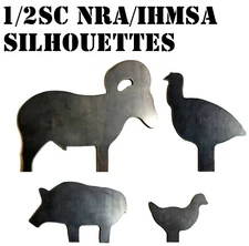 1/2sc 1/4" Mild Steel 22LR NRA/IHMSA Metallic Silhouette Target Swinger Plates