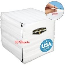 Foam Wrap Sheets 12x12x1/8" Thick Cushioning Shipping Moving Packing 50 Pcs