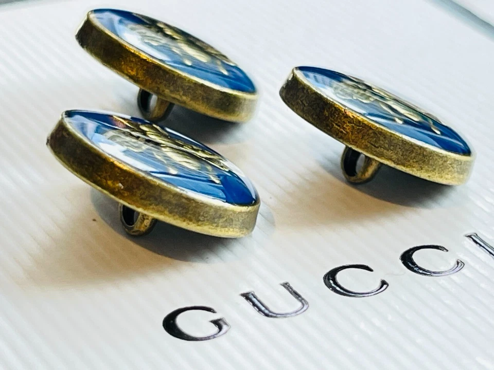 Gucci buttons 3 pcs metal 17 mm 0,7 inch metal Logo GG blue - Image 3 of 4