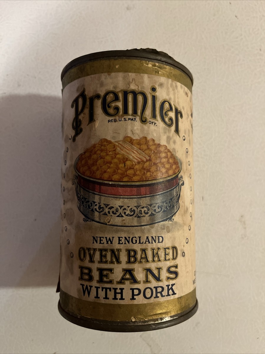 Vintage Circa 1920s New England Baked Beans Tin Empty Paper Label