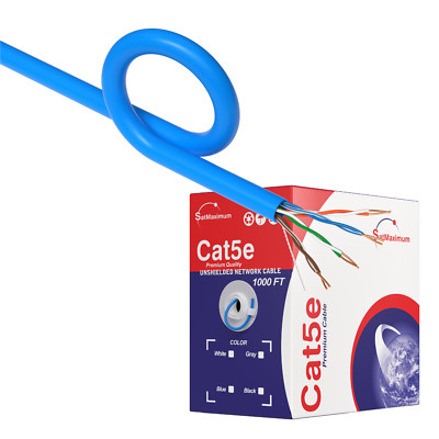 CAT5E 500FT UTP Solid Network Ethernet Cable CAT5 Internet Wire RJ45 LAN BLUE
