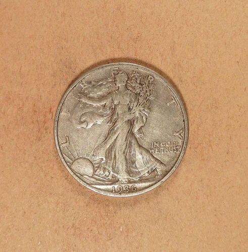 1936-S Walking Liberty Half Dollar grades XF, Luster, Light Toning.