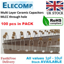Multi Layer Ceramic Capacitors 1pF - 10uF 50V 100pcs in pack Free P&P UK stock