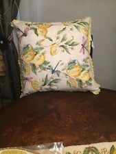 Beaded Embroidered Lemon  Pillow My Secret Garden NWT