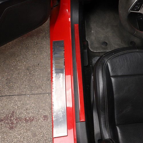 Red Carbon Fiber Door Sill Guard Panel Cover For Chevrolet Corvette C7 2014-2019 - Picture 4 of 11