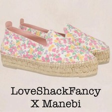 New Loveshackfancy x Manebi Fruity Punch Floral Platform Espadrilles Size 37