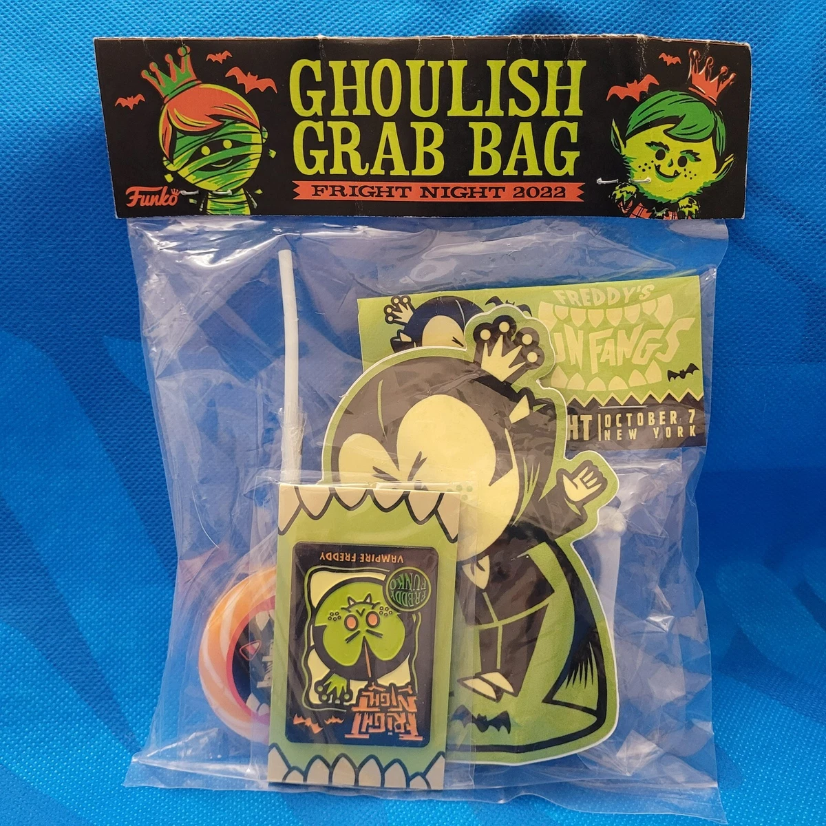 FUNKO FRIGHT NIGHT II 2022 GHOULISH GREEN GRAB BAG NYCC STICKER FANGS CANDY  PIN | eBay