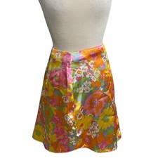 Asos Design Petite Orange Floral Satin Mini Skirt Size 8  Sold Out Hippy