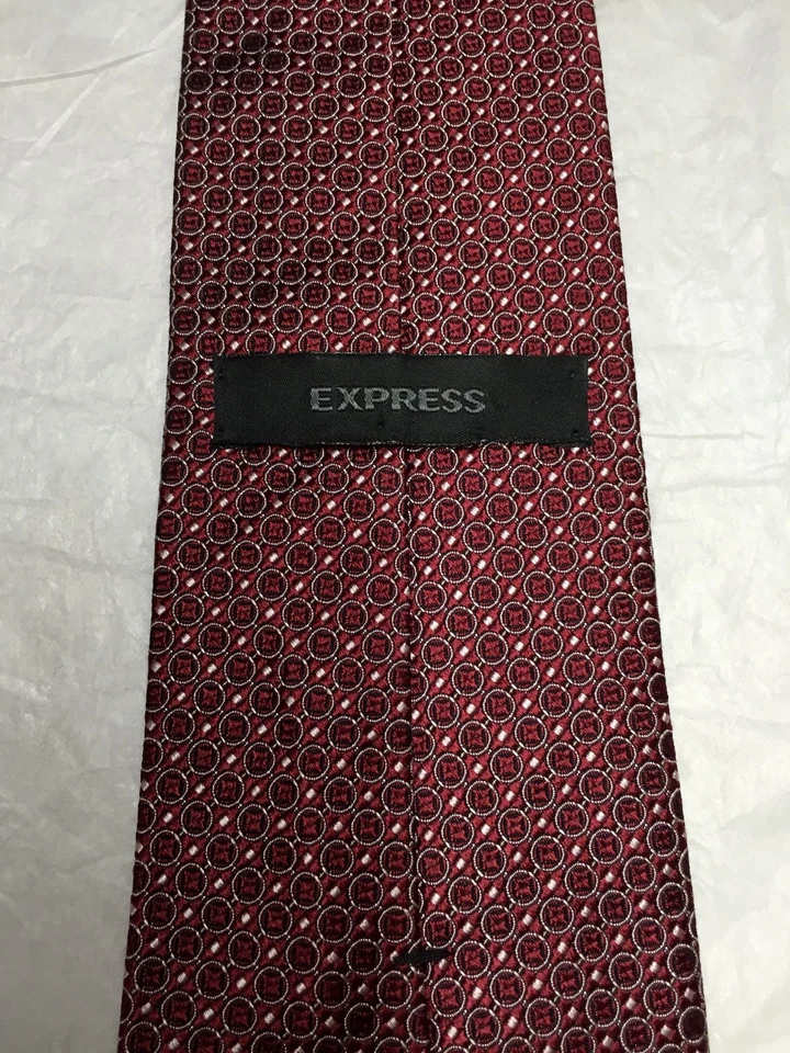 EXPRESS MENS TIE BURGUNDY WITH GRAY 4 X 61 - Image 4 of 4