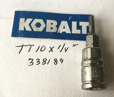 Kobalt T10 x 1/4'' Dr Tamper Proof Star Torx Bit Socket 338189  Free  USA Ship