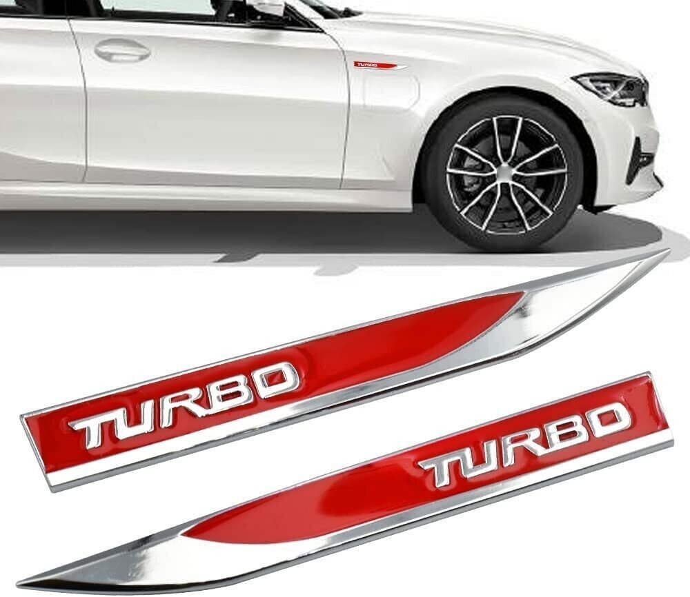 Coppia stemma bagagliaio posteriore parafango laterale auto turbo premium metallo lama decalcomania/rosso