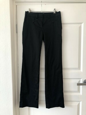 Black Wide Leg Cotton Career Pants Size 