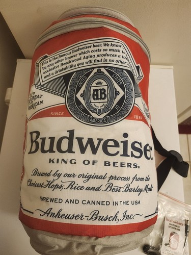 Budweiser Can Shape Cooler Bluetooth Speaker Water Resist Rechargeable W/ Cord - Picture 2 of 9