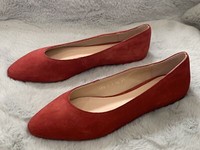 Crew Clothing Womens Deep Red Chloe Suede Ballet Pumps Flat Shoes - WMR008