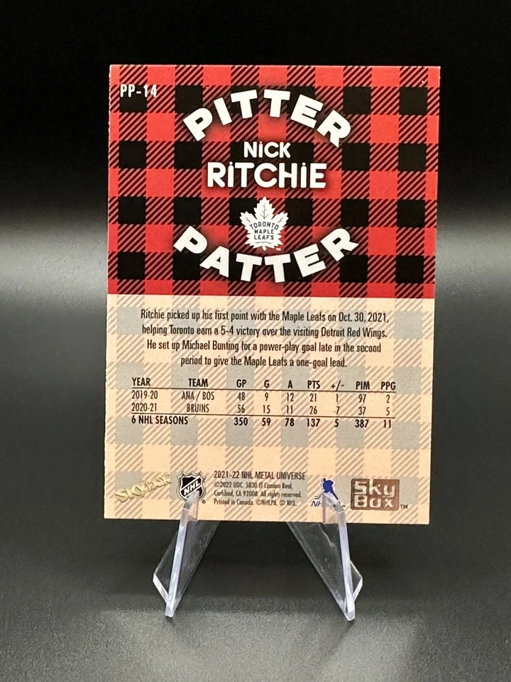 Nick Ritchie 2021-22 Skybox Metal Universe Pitter Patter PP-14 Maple Leafs - Image 2 of 2