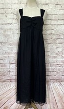 Maverick by Rebecca Romero Black Midi Dress 100% Silk Chiffon Sleeveless Size 10