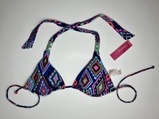 bikini top swimwear colorful Padded turqouise studs accent swim multicolor M