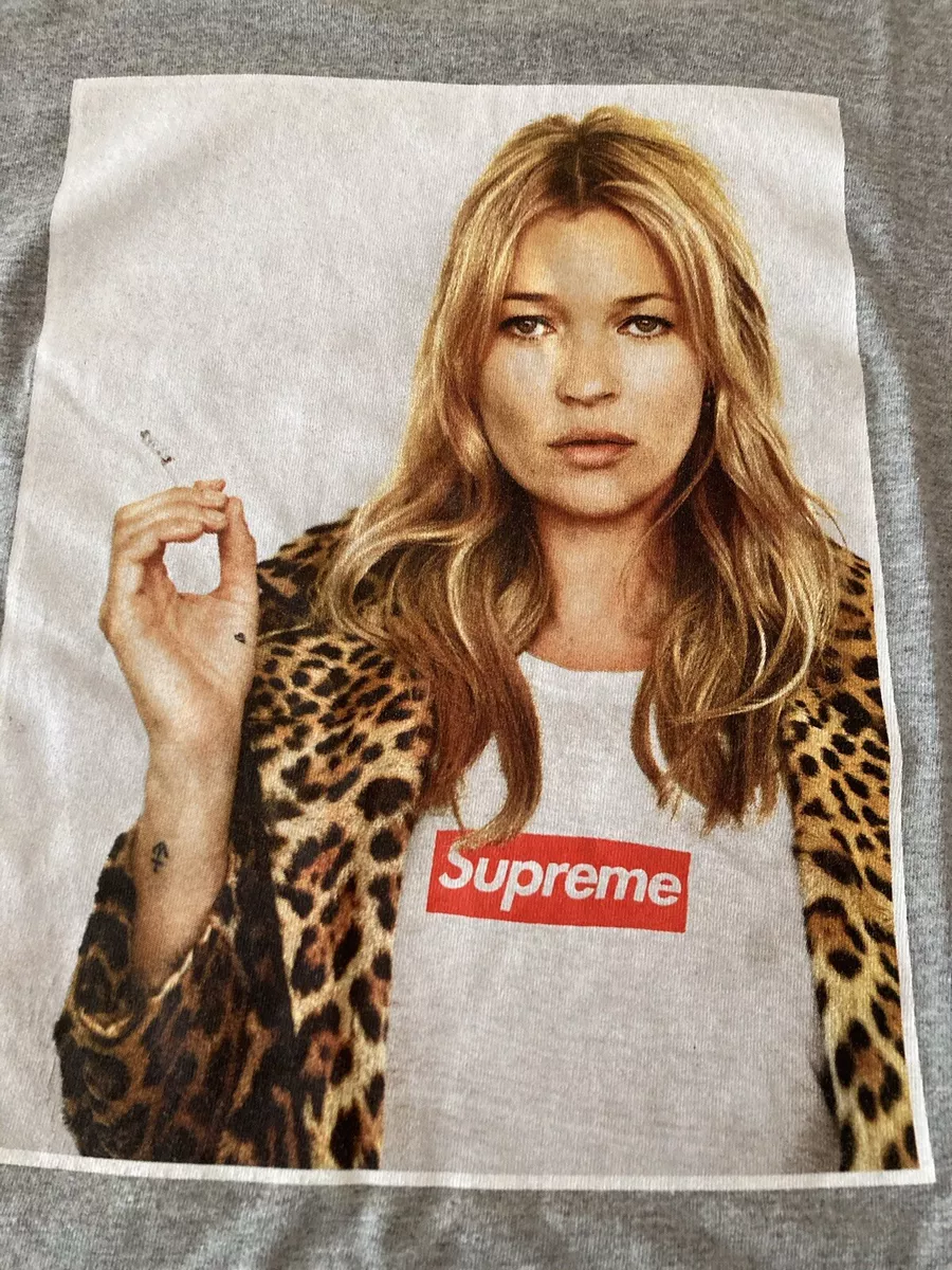 Kate Moss in a Supreme x Louis Vuitton Box Logo Tee