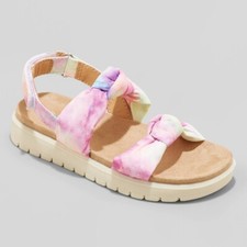 Cat  Jack Toddler Girls Multicolor Tie-Dye Strap Knotted Footbed Sandals Size 5
