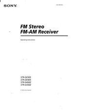 Sony Str-de505 Str-de405 Str-d450z Str-d350z Av Receiver Owners Manual Sony Str-de505 Str-de405 Str-d450z Str-d350z Av Receiver Owners Manual
