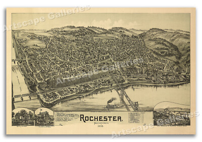 Rochester Pennsylvania 1900 Historic Panoramic Town Map - 20x30