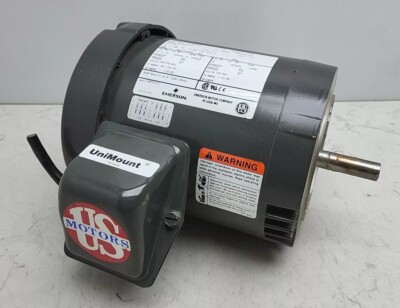 US Motors U14S2ACR Unimount Motor 1/4 Hp 3 Phase 1750 Rpm Tefc Model F044 Used