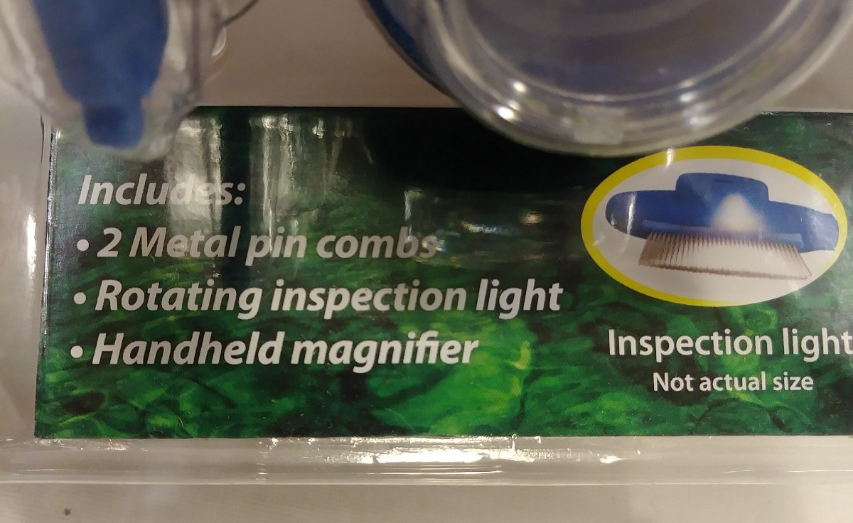 Acu-Life Lighted Lice Comb 2 metal pin combs with rotating inspection light (K)