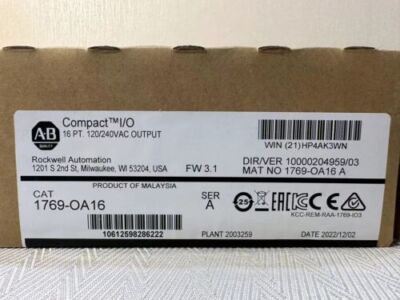 New AB 1769-OA16 /A CompactLogix 16 Pt 240VAC D/O Module AB 1769OA16 Sealed