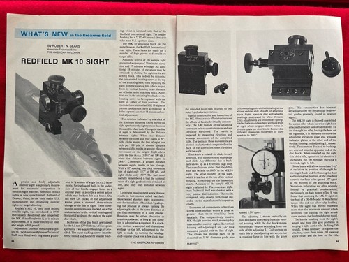 Redfield MK 10 Gunsight Magazine Article/Print Ad Very Detailed Article