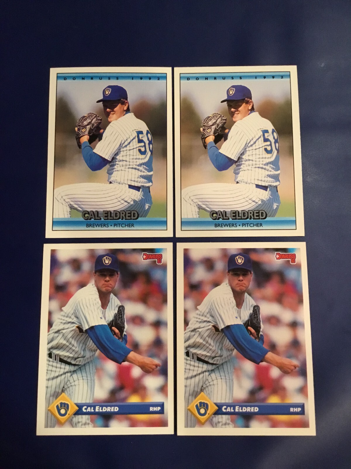 1992 & 1993 Donruss # 131 # 718 CAL ELDRED ROOKIE Lot Milwaukee Brewers Iowa