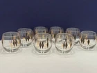 Set- 8 Vintage Federal Glass Mid-Century Modern "Roly Poly" Harlequin Diamond!