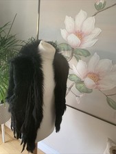 Boutique Black Real Fox Real  Rabbit Fur Boutique Gilet  Bodywarmer Fit UK12