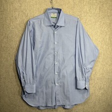 Harvie  Hudson Mens Blue Oxford Button Up Dress Shirt Classic Fit Size 18.5