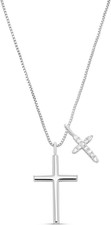 14K Gold Plated Cross Necklace for Women, Silver Cross Necklaces for Women, 18 I