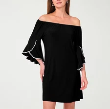 MSK Off The Shoulder Womens 3/4 Sleeve Shift Dress - Size Large