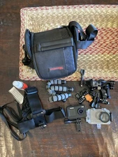 VIVITAR DVR922 4K DUAL-SCREEN ACTION CAMERA BLACK + GOPRO CASE + ACCESSORIES/BAG