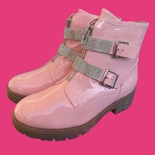 Size 5 Pink Ankle Snow Boots Stylish Rhinestone Buckle Boots for Girls