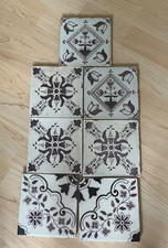 Antike Kachel Fliese: Delft, Mangan, 13 x 13 cm , 7 St&uuml;ck