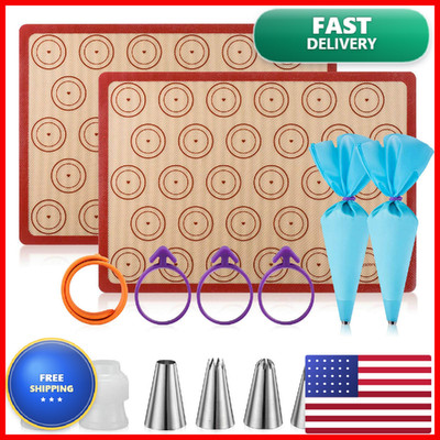 Angadona Macaron Silicone Baking Mats Kit 16Pcs Set Macaroon Baking Mat Set Of