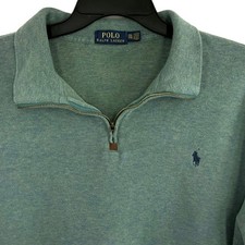 Polo Ralph Lauren Men's XXL Estate-Rib Green Quarter Zip Pullover Pony Logo