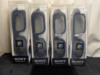 4 Pack Sony 3D Glasses TDG BR250 Regular Size Black Active Shutter New In Box