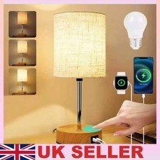 Touch Control Bedside Lamp, 3-Way Dimmable Table Lamp with USB Charging Ports