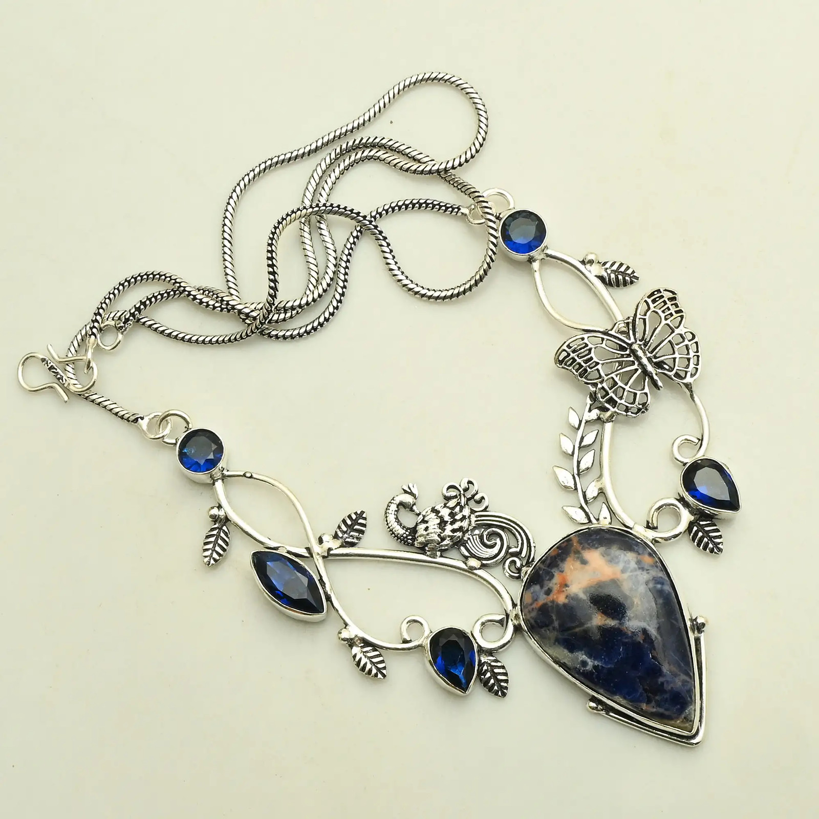 Sodalite Tanzanite Gemstone Ethnic Handmade Necklace Jewelry 30 Gms AN 33548