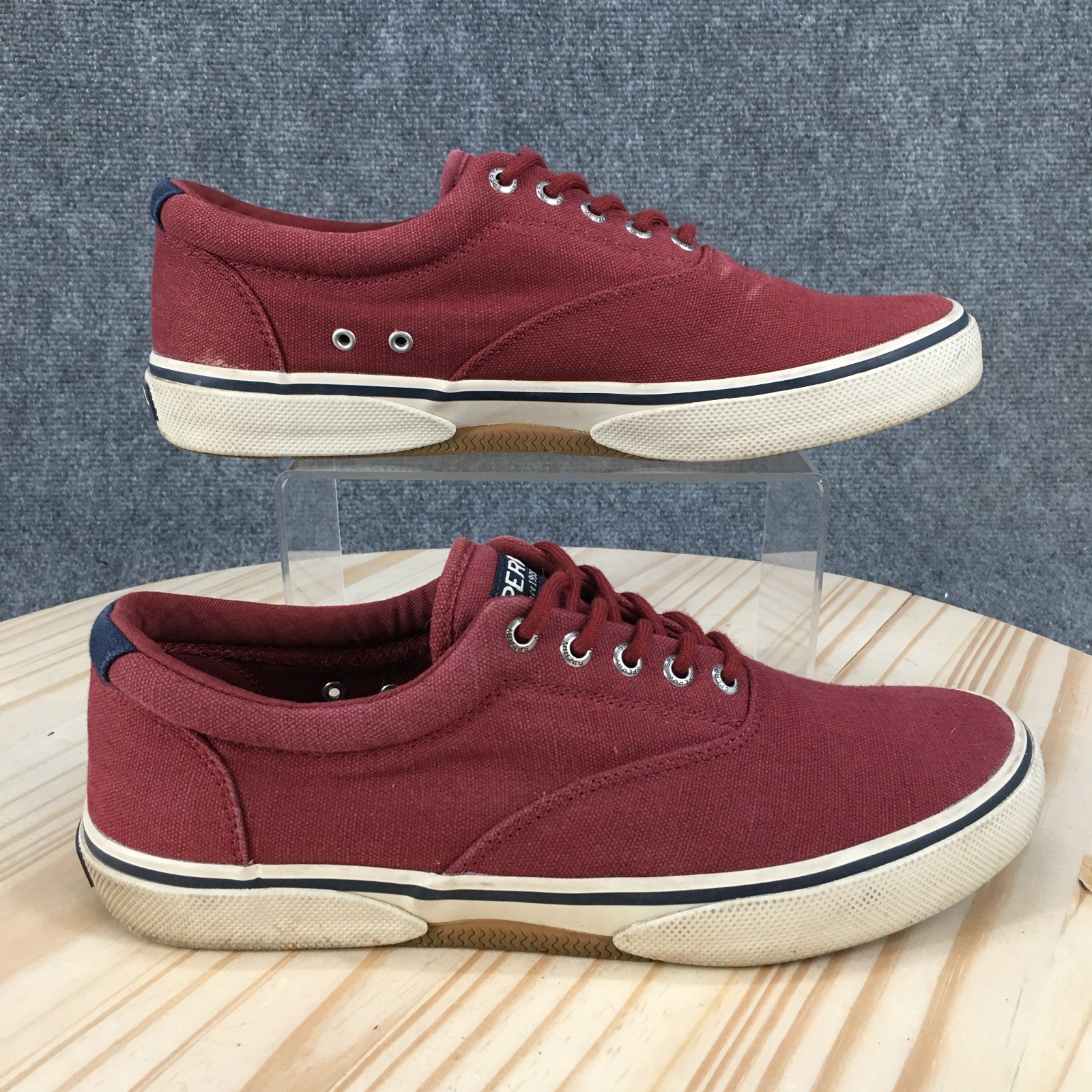 Sperry Top Sider Halyard CVO Sneaker Shoes Mens 9.5 Lace Up Canvas Red STS21340