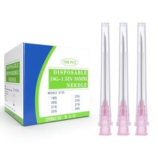 100 Pack 18 Gauge 1.5 Inch Disposable Needles with Cap for Industrial and...